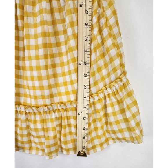 Made With Love Dress Womens  Small Yellow Check Smock Sleeveless Knee Length - Picture 5 of 12